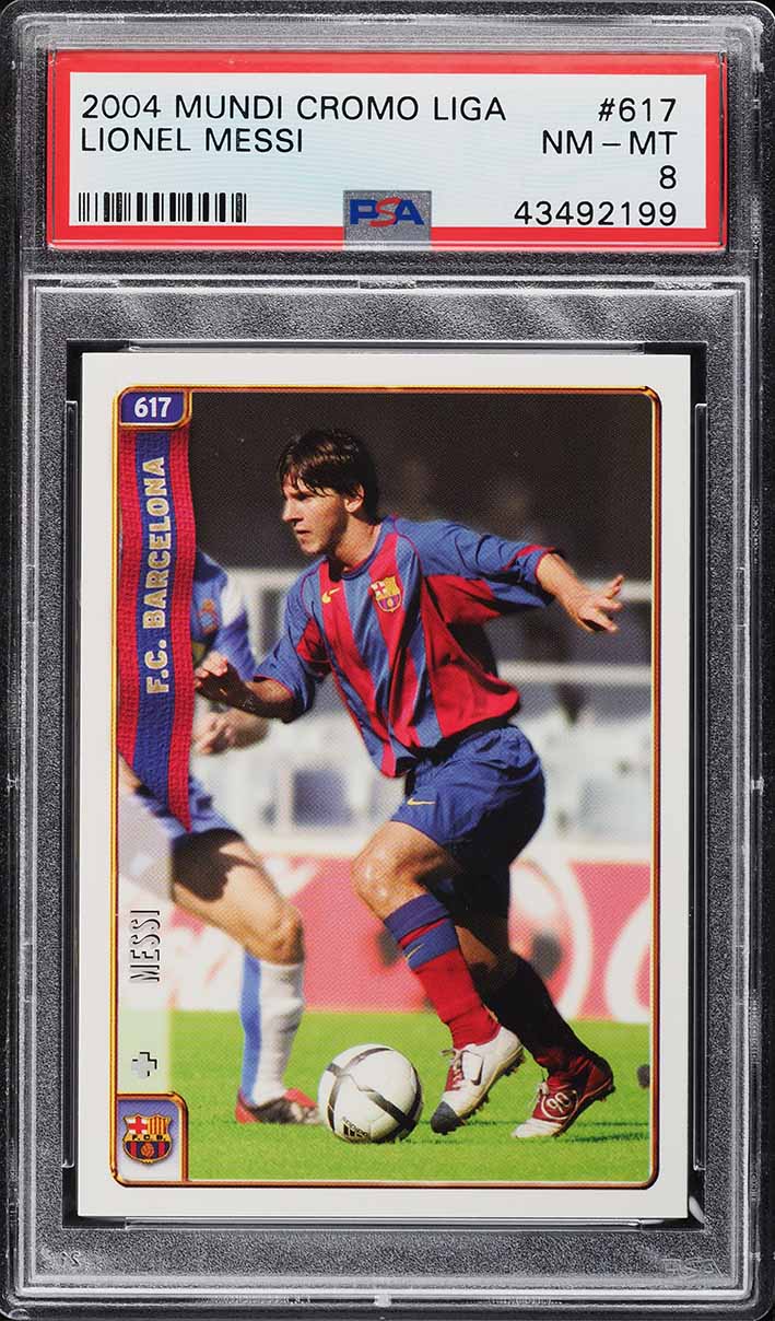 2004 Mundi Cromo Liga Soccer Lionel Messi ROOKIE #617 PSA 8 NM-MT