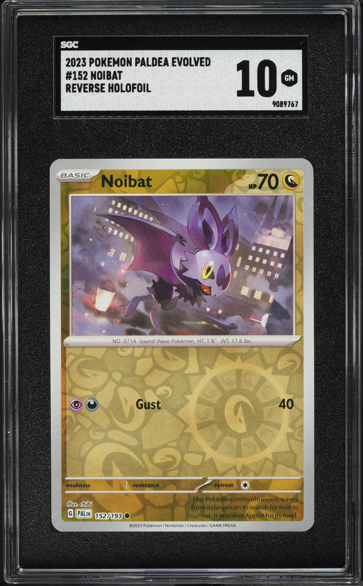2023 Pokemon SV Paldea Evolved Reverse Holo Noibat #152 SGC 10 GEM MINT