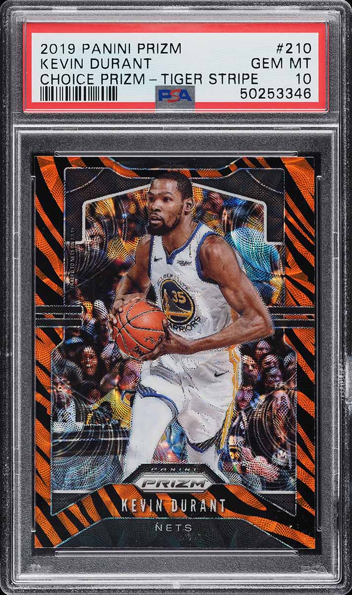 2019 Panini Prizm Choice Tiger Stripe Prizms Kevin Durant #210 PSA 10 GEM MINT
