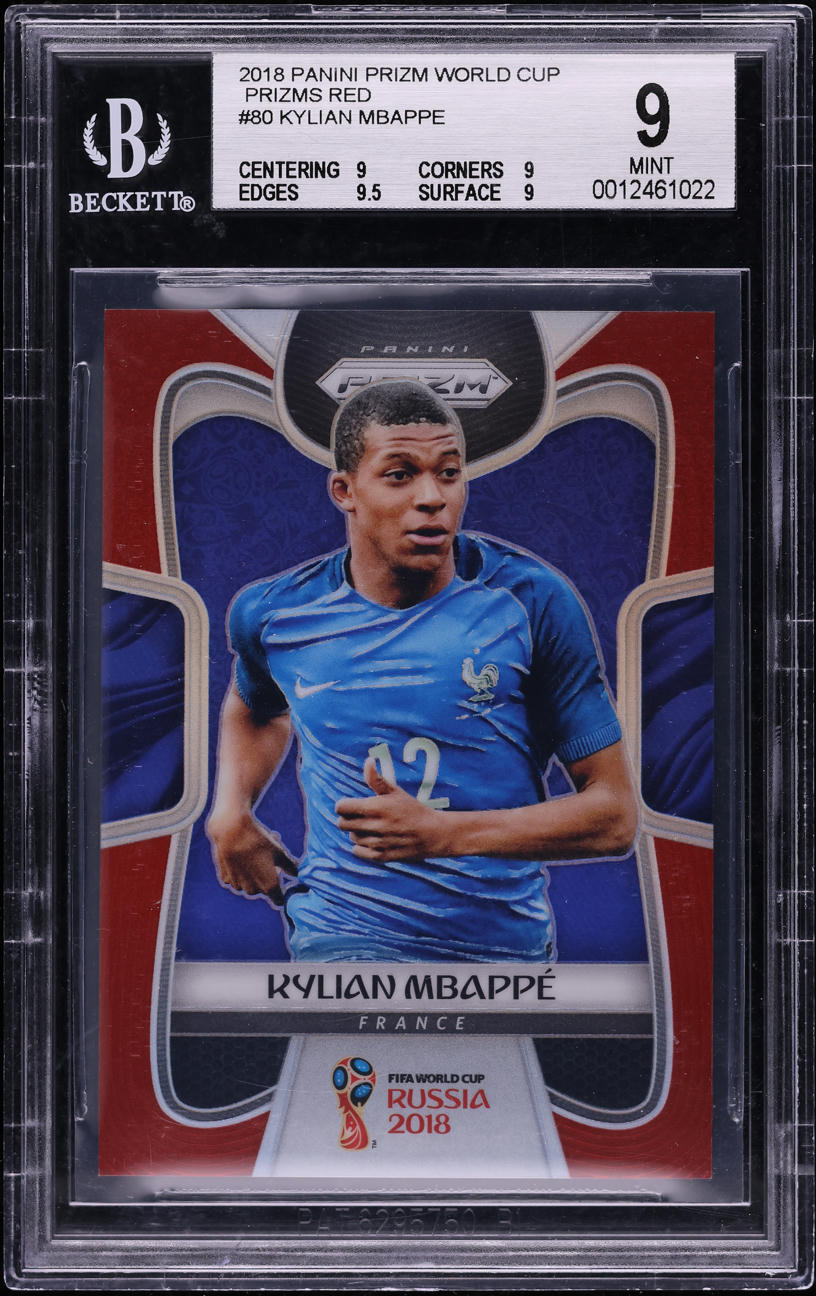 2018 Panini Prizm World Cup Red Kylian Mbappe ROOKIE /149 #80 BGS 9 MINT