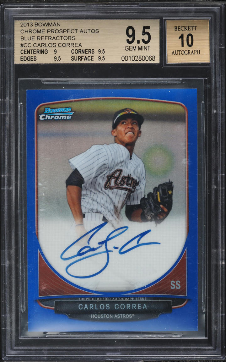 2013 Bowman Chrome Blue Refractor Carlos Correa PROSPECT AUTO /150 BGS 9.5 GEM