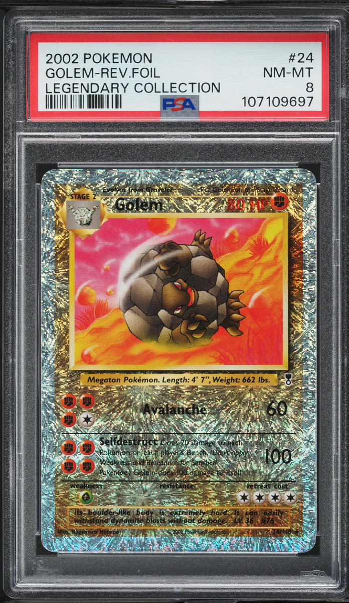 2002 Pokemon Legendary Collection Reverse Holo Golem #24 PSA 8 NM-MT