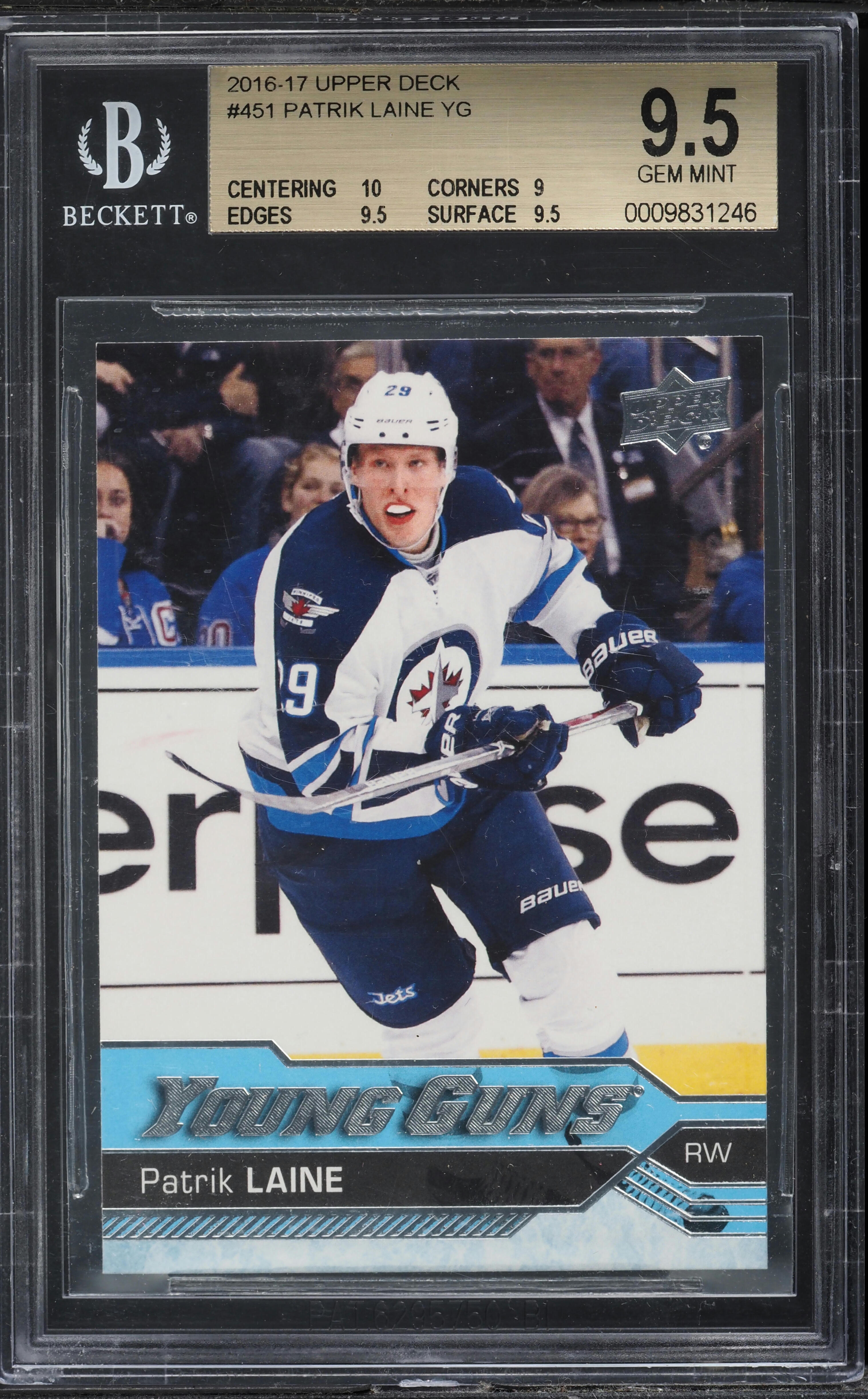 2016 Upper Deck Young Guns Patrik Laine ROOKIE #451 BGS 9.5 GEM MINT