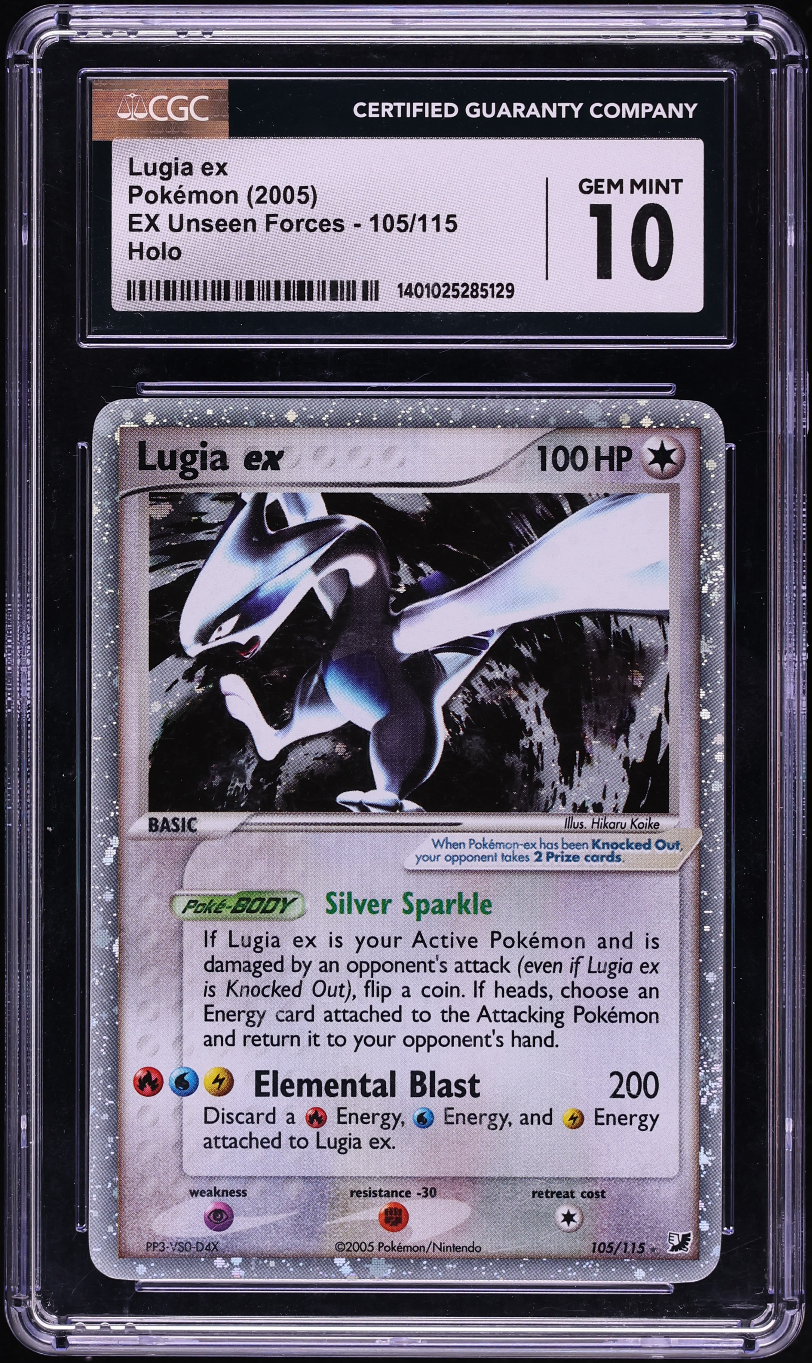2005 Pokemon EX Unseen Forces Holo Lugia ex #105 CGC 10 GEM MINT