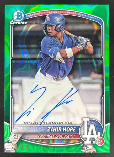 2025 Bowman Chrome Autographs Green Lava Refractor #CPA-ZH Zyhir Hope Auto /99