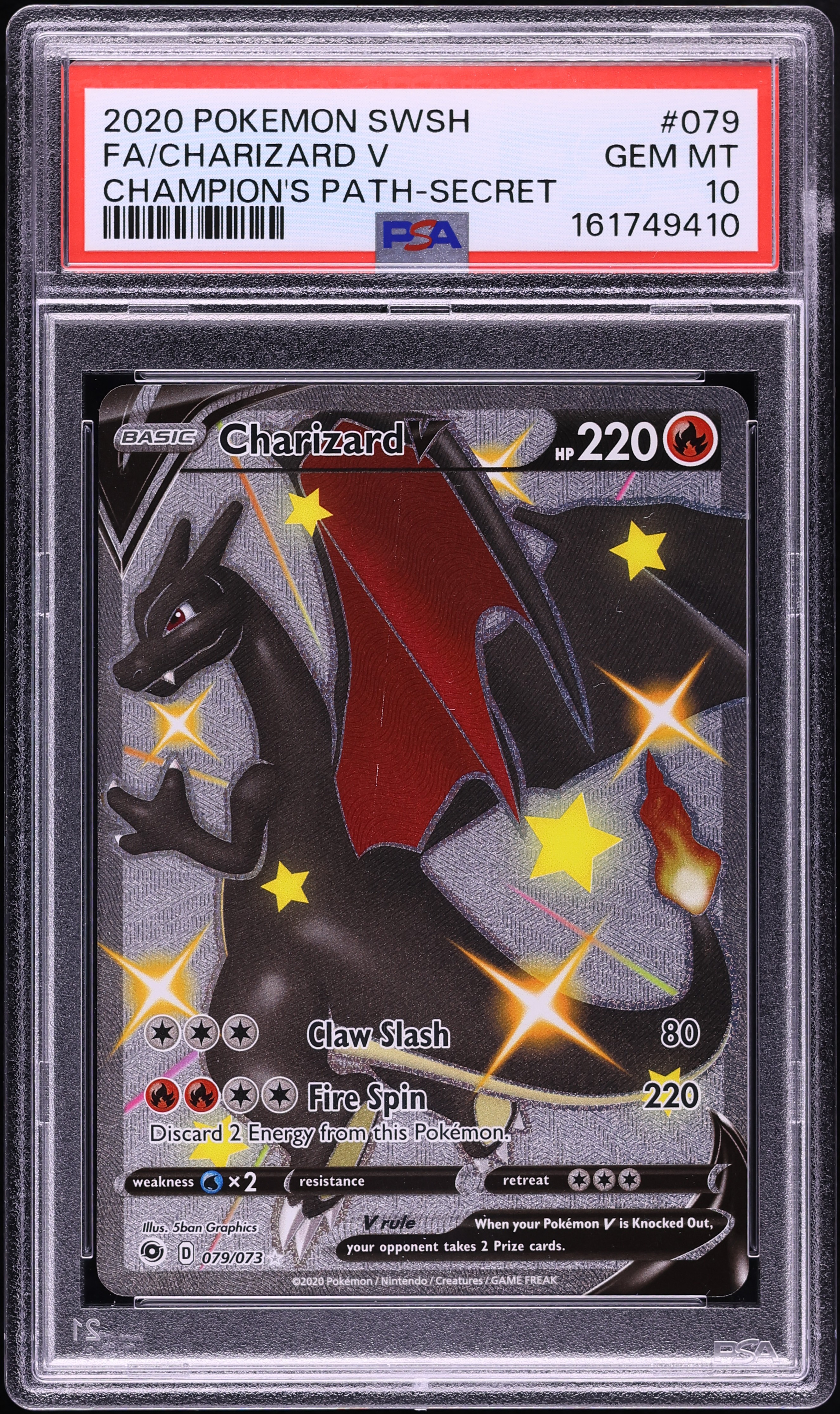 2020 Pokemon Sword & Shield Champion's Path Full Art Shiny Charizard V #79 PSA 10 GEM MINT