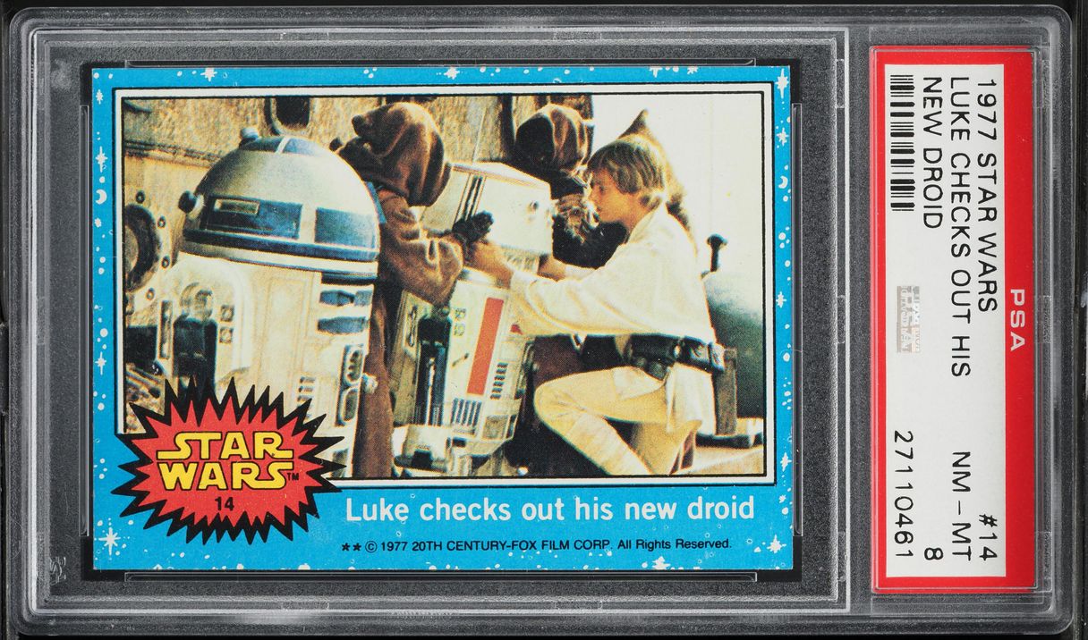 1977 Topps Star Wars Luke Checks Out His New Droid #14 PSA 8 NM-MT