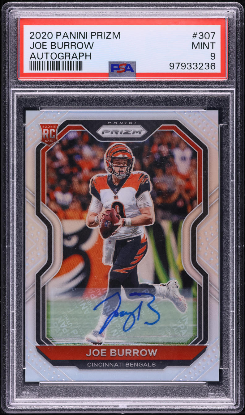 2020 Panini Prizm Silver Joe Burrow ROOKIE AUTO #307 PSA 9 MINT