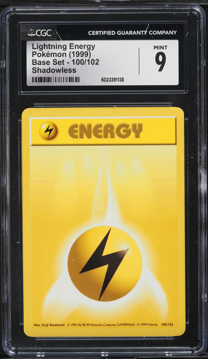 1999 Pokemon Base Set Shadowless Lightning Energy #100 CGC 9 MINT