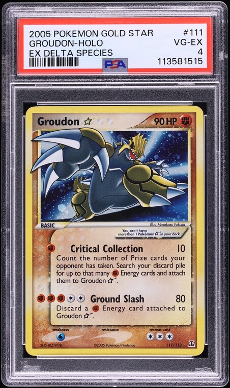 2005 Pokemon EX Delta Species Holo Groudon Gold Star #111 PSA 4 VGEX