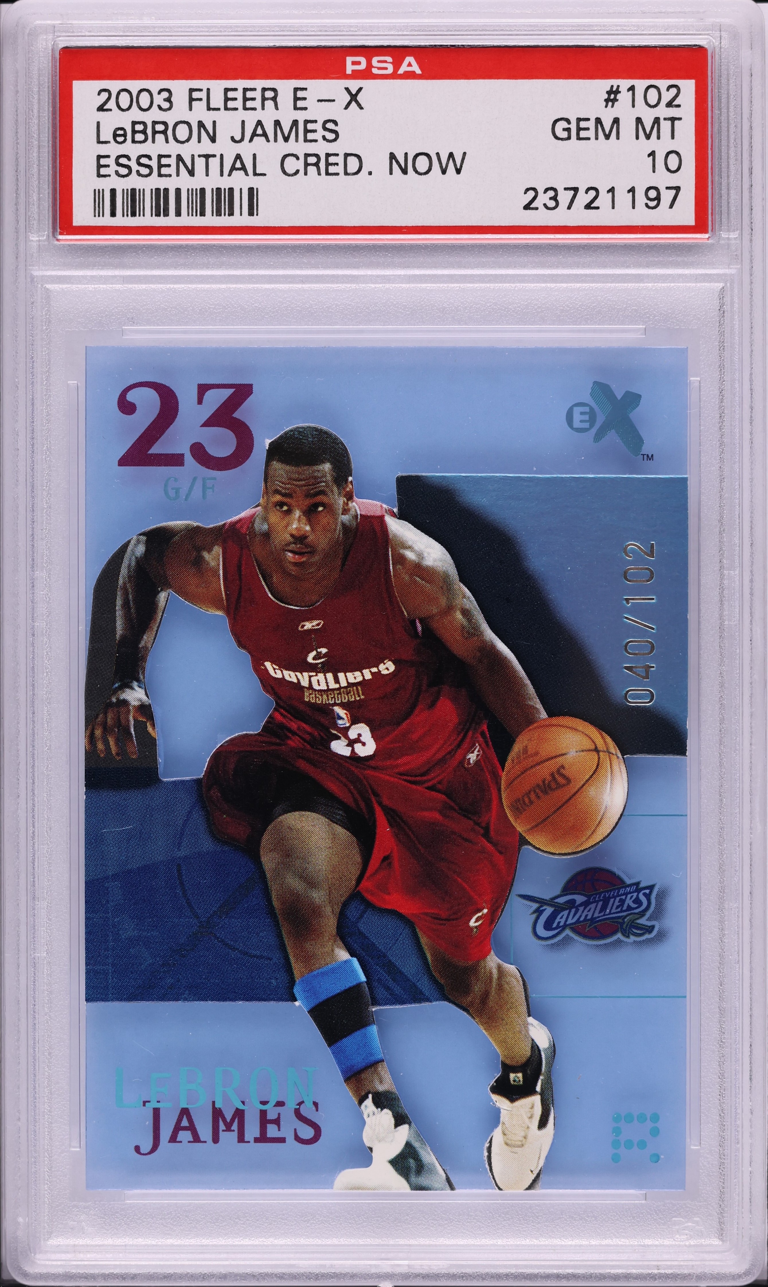 2003 Fleer E-X Essential Credentials Now LeBron James ROOKIE /102 #102 PSA 10