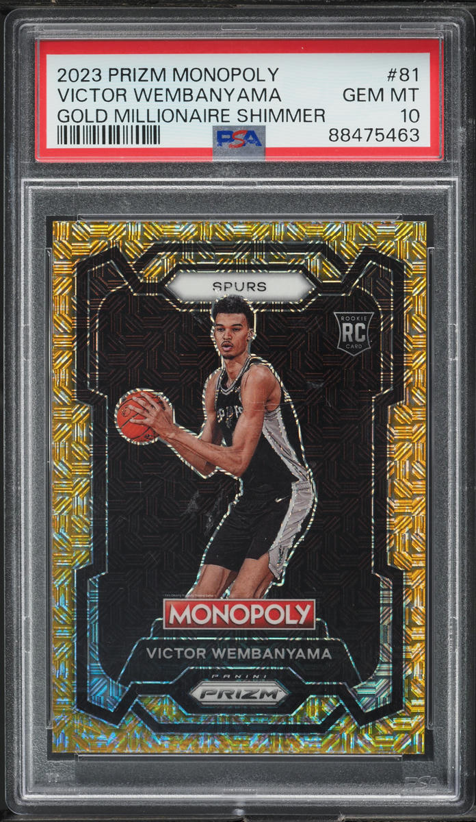 2023 Panini Prizm Monopoly Gold Millionaire Victor Wembanyama RC /500 #81 PSA 10