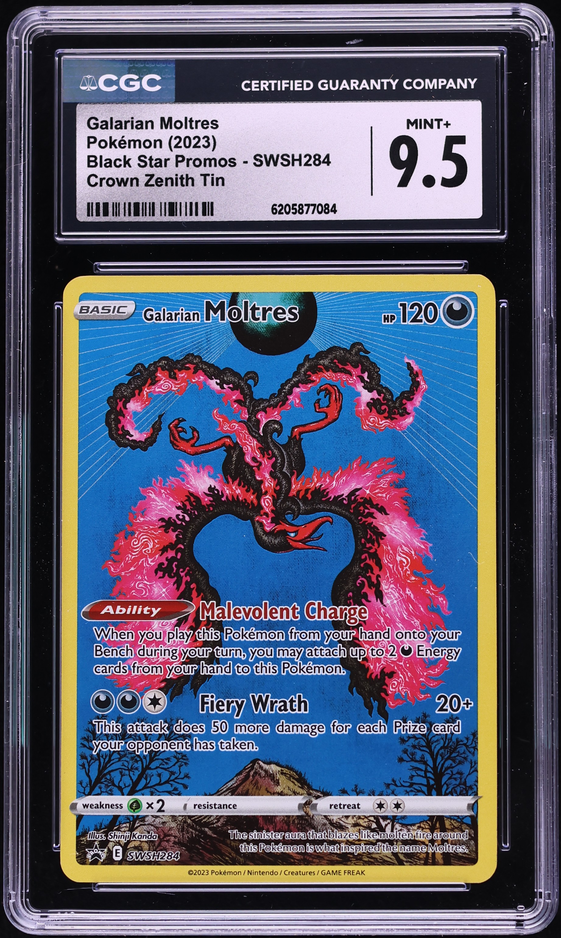 2023 Pokemon SWSH Promo Crown Zenith Tin Full Art Galarian Moltres #SWSH284 CGC 9.5 MINT+