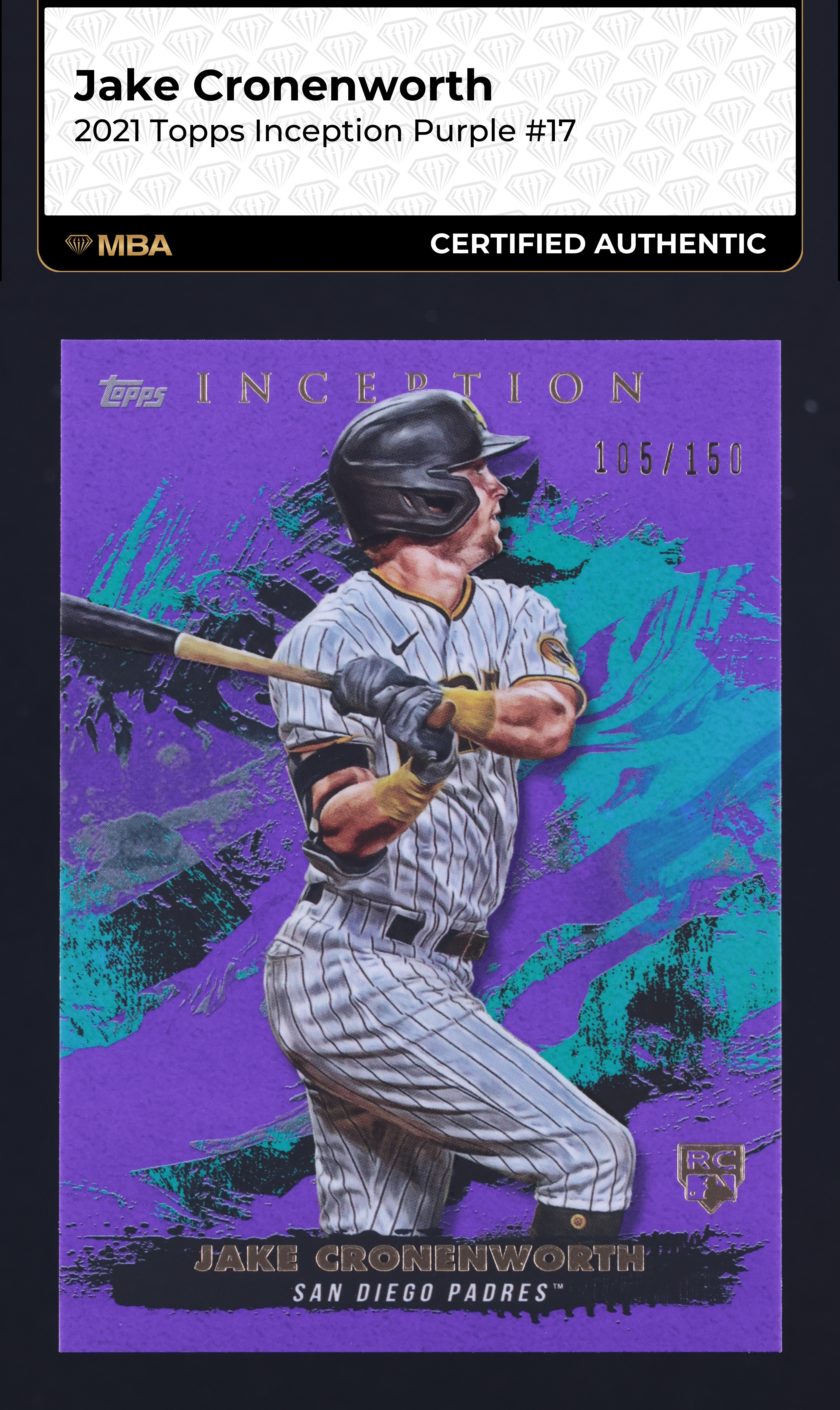2021 Topps Inception Purple Jake Cronenworth ROOKIE /150 #17 MBA AUTH