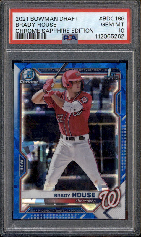 2021 Bowman Draft Chrome Sapphire #BDC186 Brady House RC PSA 10