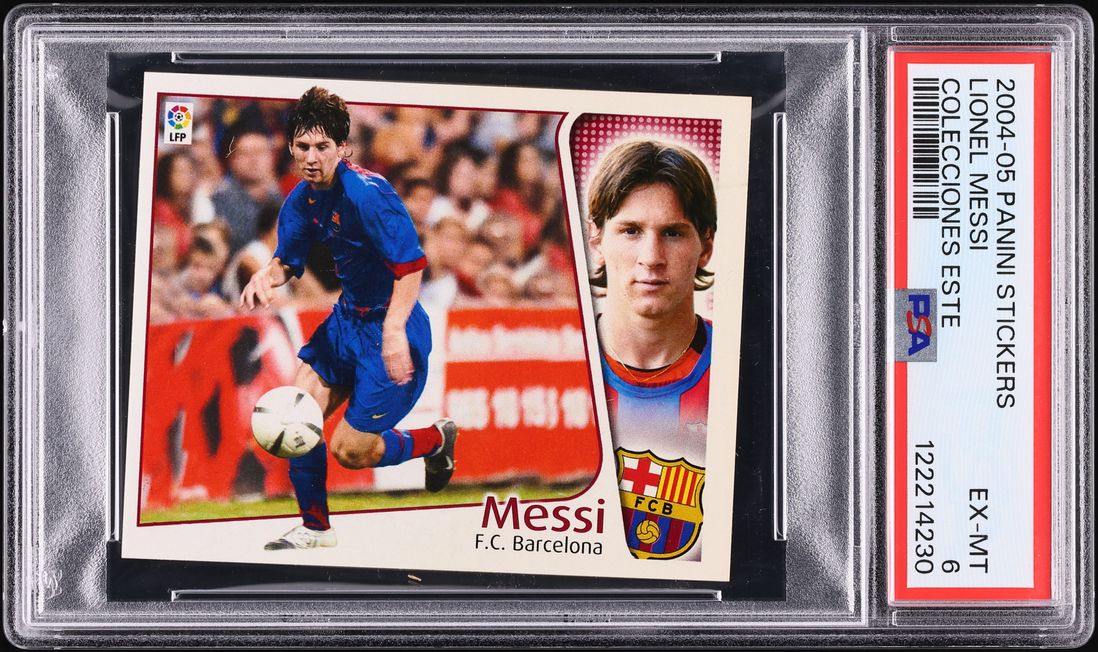 2004 Panini Stickers Colecciones Este Lionel Messi ROOKIE PSA 6 EXMT