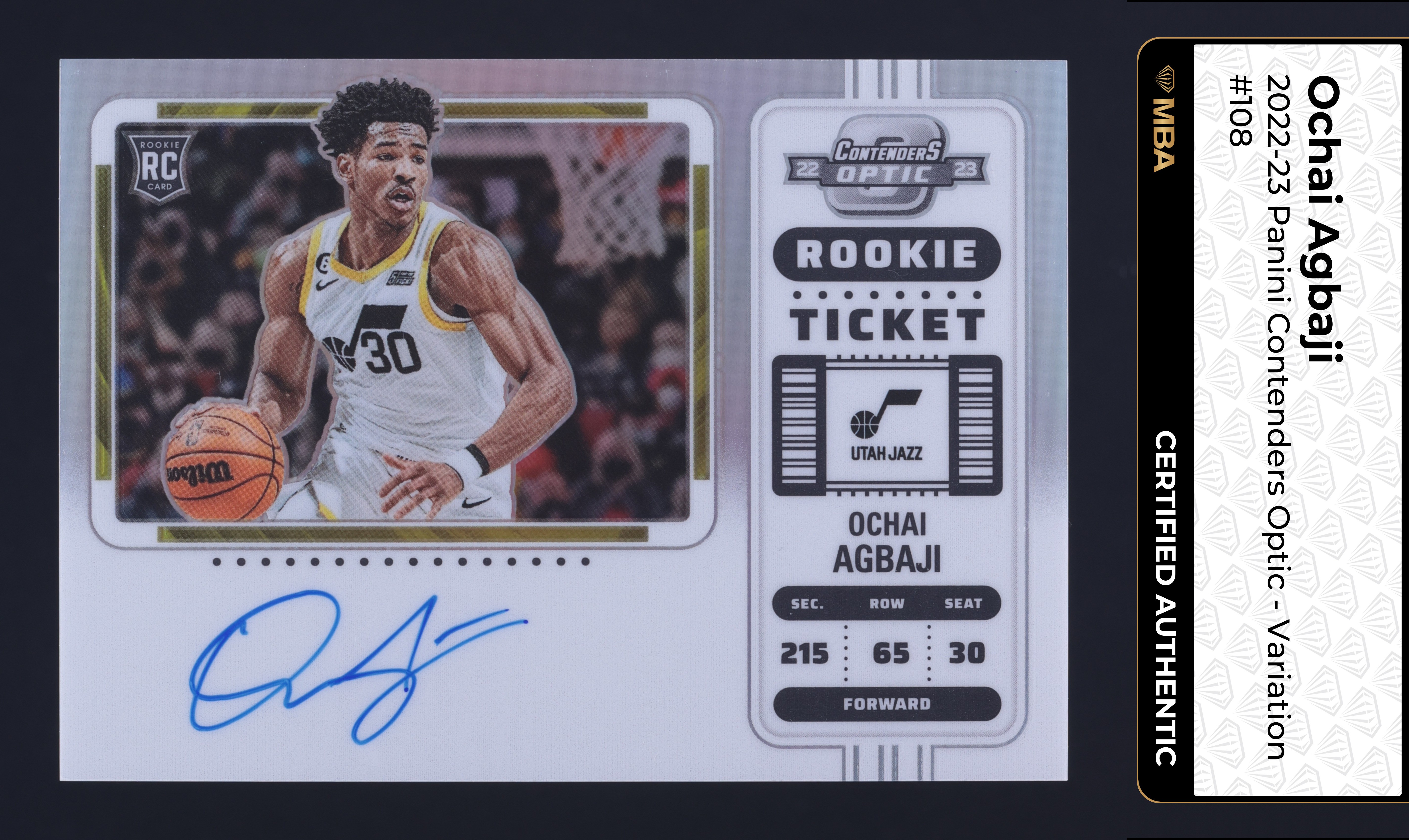 2022 Panini Contenders Optic Variation Ochai Agbaji ROOKIE AUTO #108 MBA AUTH