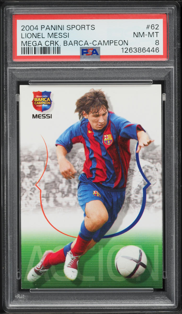 2004 Panini Sports Mega Cracks Barca Campio Lionel Messi ROOKIE #62 PSA 8 NM-MT