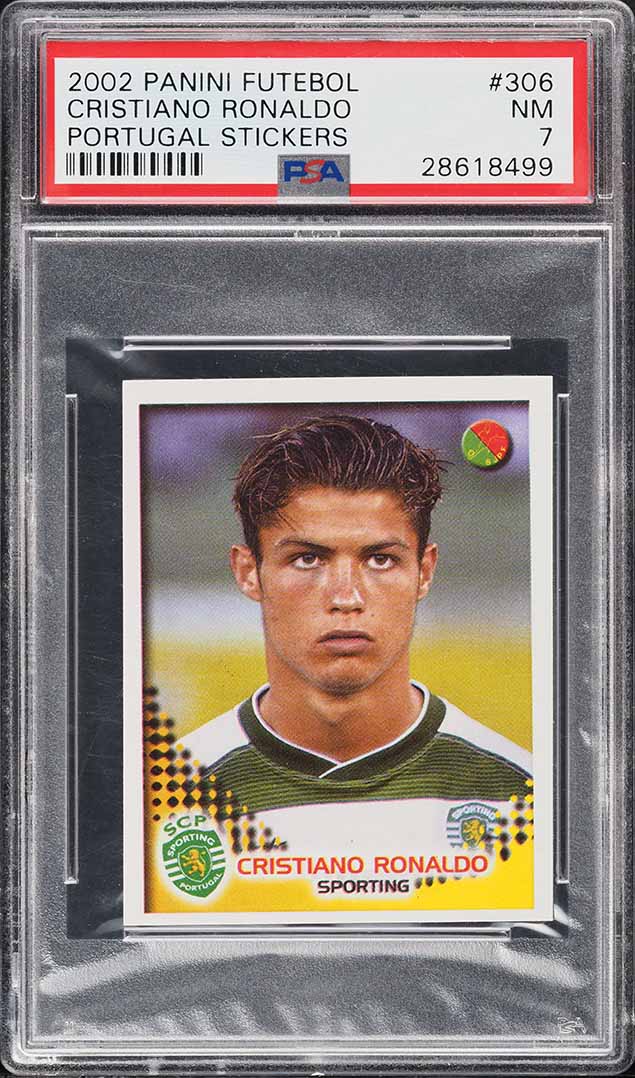 2002 Panini Futebol Portugal Stickers Cristiano Ronaldo ROOKIE RC #PSA 7 NRMT