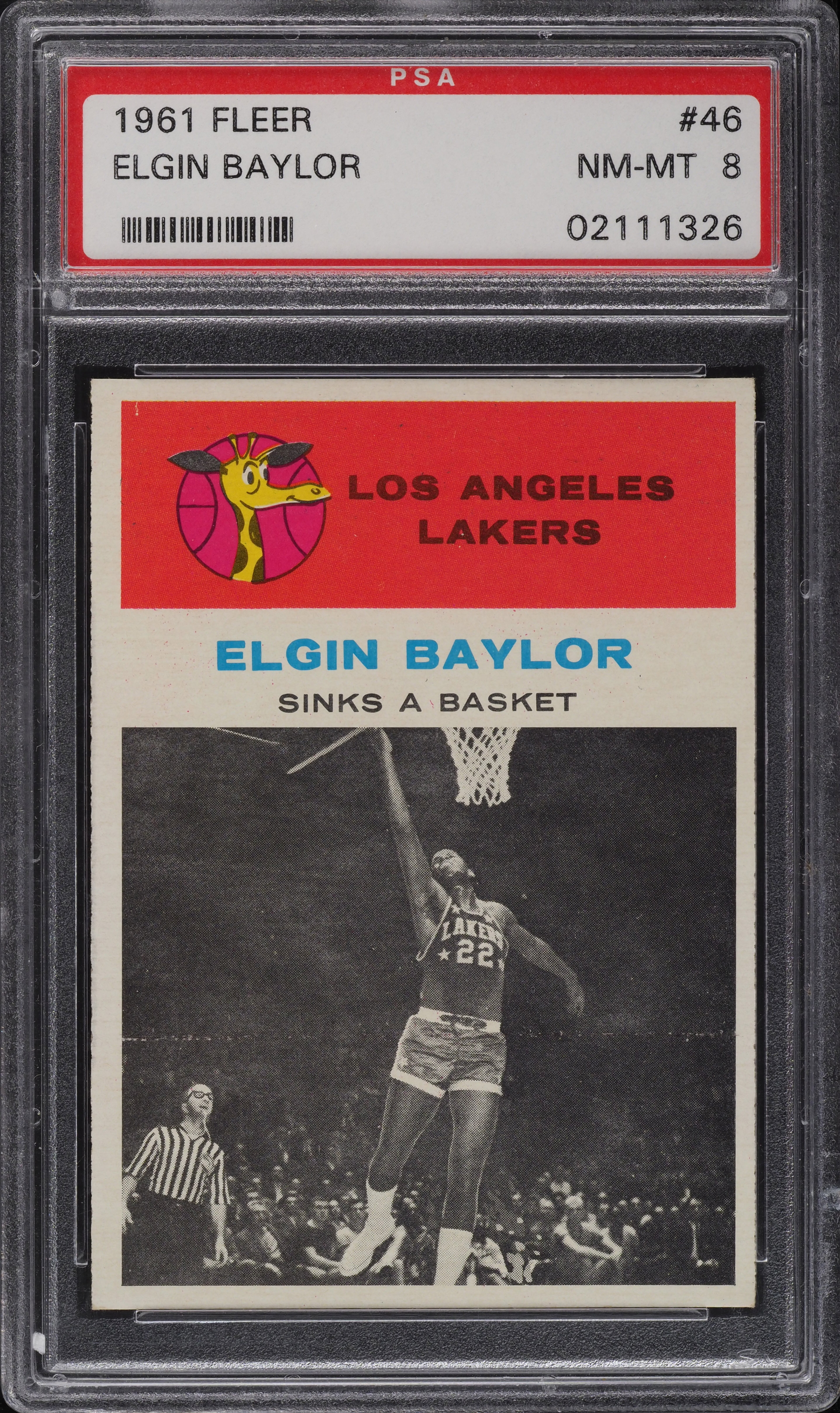 1961 Fleer Basketball Elgin Baylor ROOKIE, IN ACTION #46 PSA 8 NM-MT