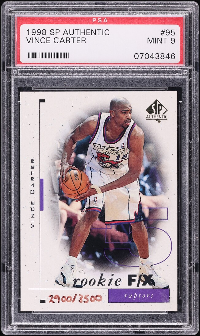 1998 SP Authentic Vince Carter ROOKIE /3500 #95 PSA 9 MINT