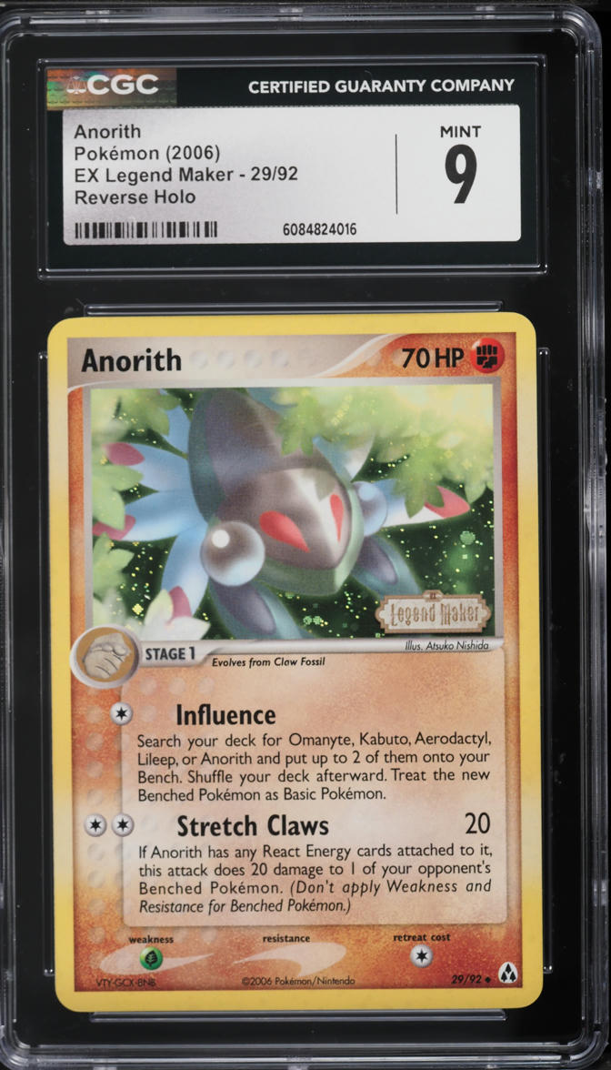 2006 Pokemon EX Legend Maker Reverse Holo Anorith #29 CGC 9 MINT