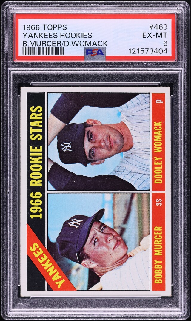 1966 Topps Yankees Bobby Murcer & Dooley Womack ROOKIE #469 PSA 6 EXMT