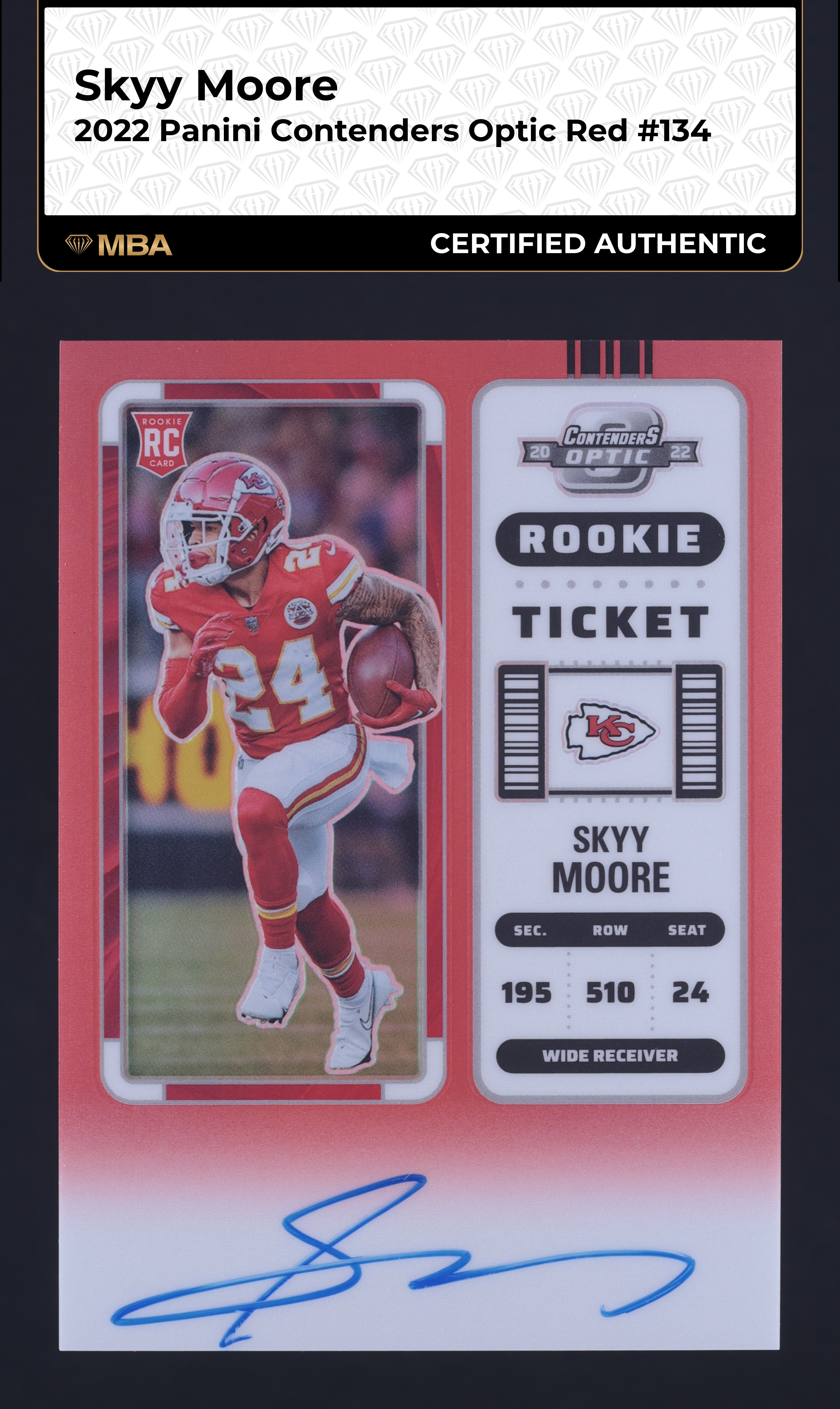 2022 Panini Contenders Optic Red Skyy Moore ROOKIE AUTO /149 #134 MBA AUTH