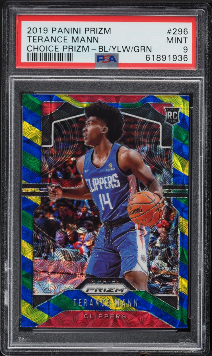 2019 Panini Prizm Choice Blue Yellow Green Terance Mann ROOKIE #296 PSA 9 MINT