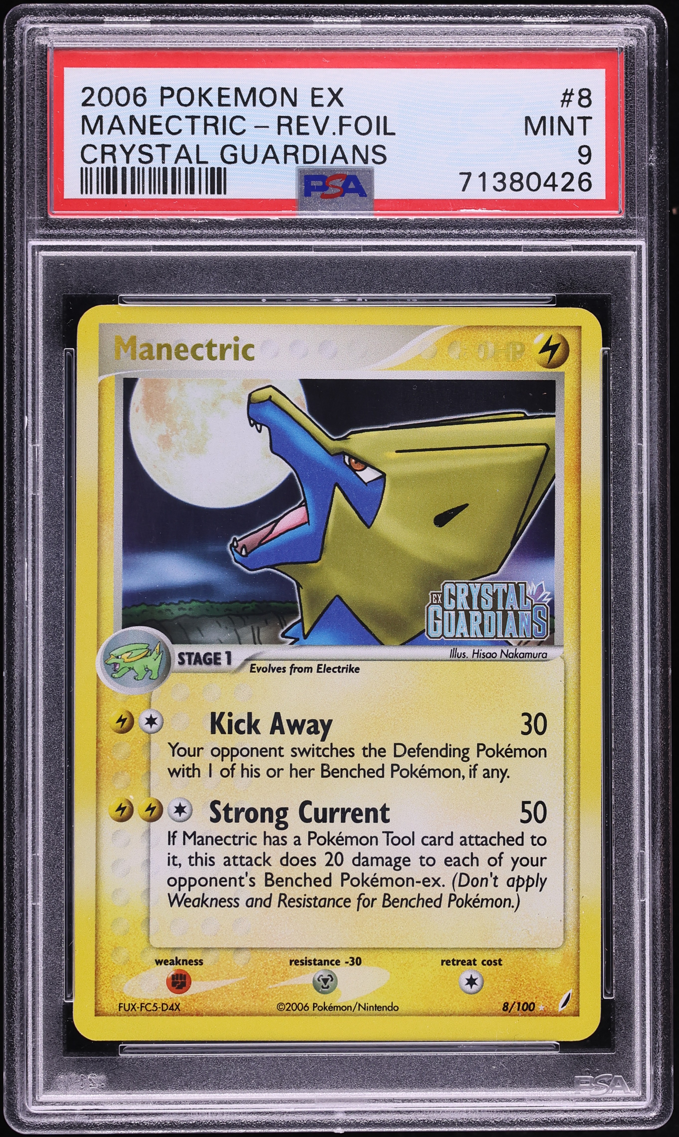 2006 Pokemon EX Crystal Guardians Reverse Holo Manectric #8 PSA 9 MINT