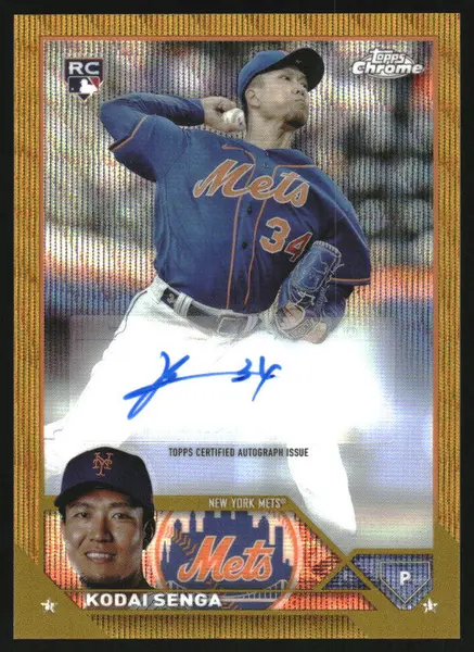 2023 Topps Chrome Update Autographs Gold Wave #AC-KSE Kodai Senga RC Auto /50