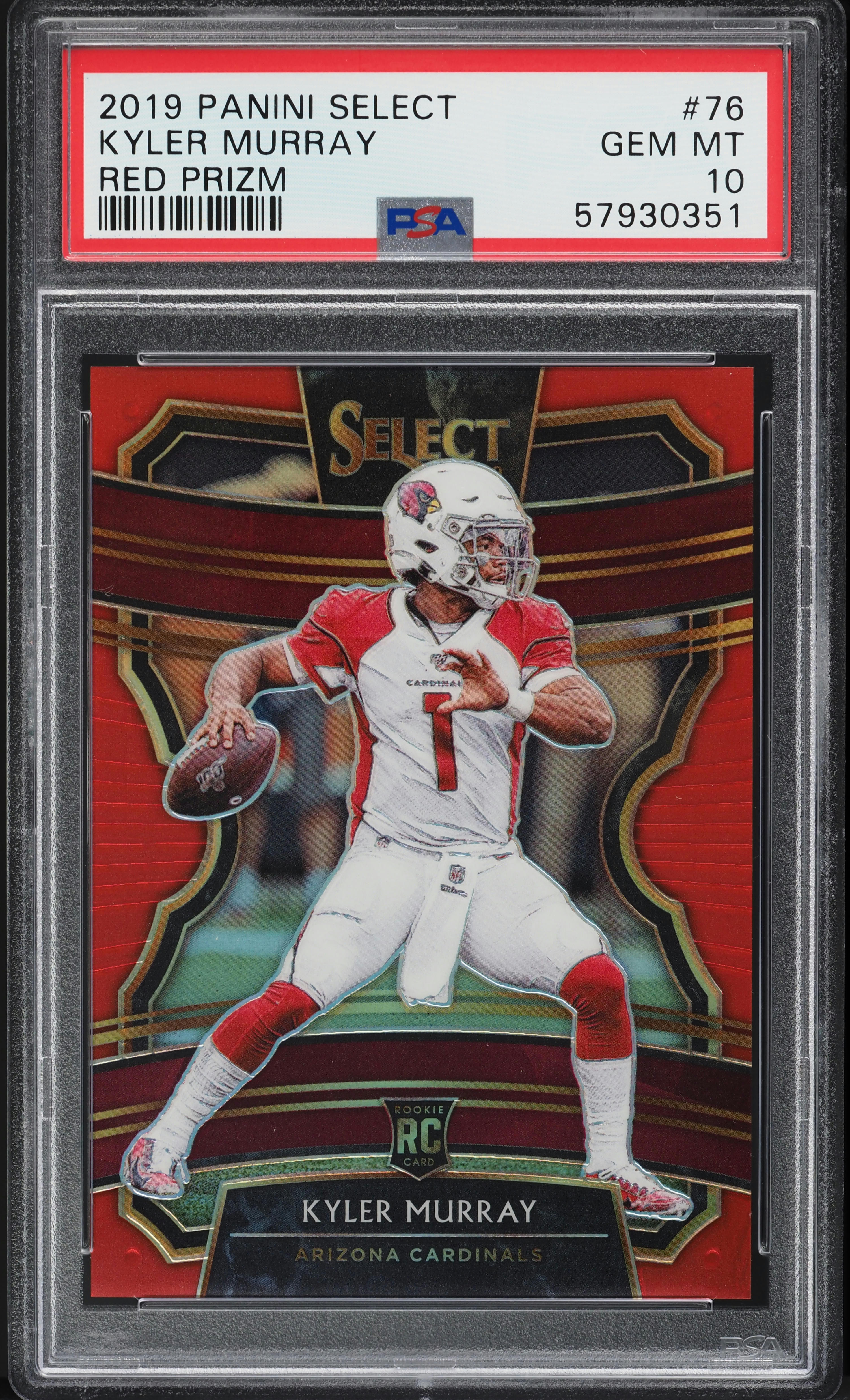 2019 Select Concourse Red Prizm Kyler Murray ROOKIE /99 #76 PSA 10 GEM MINT