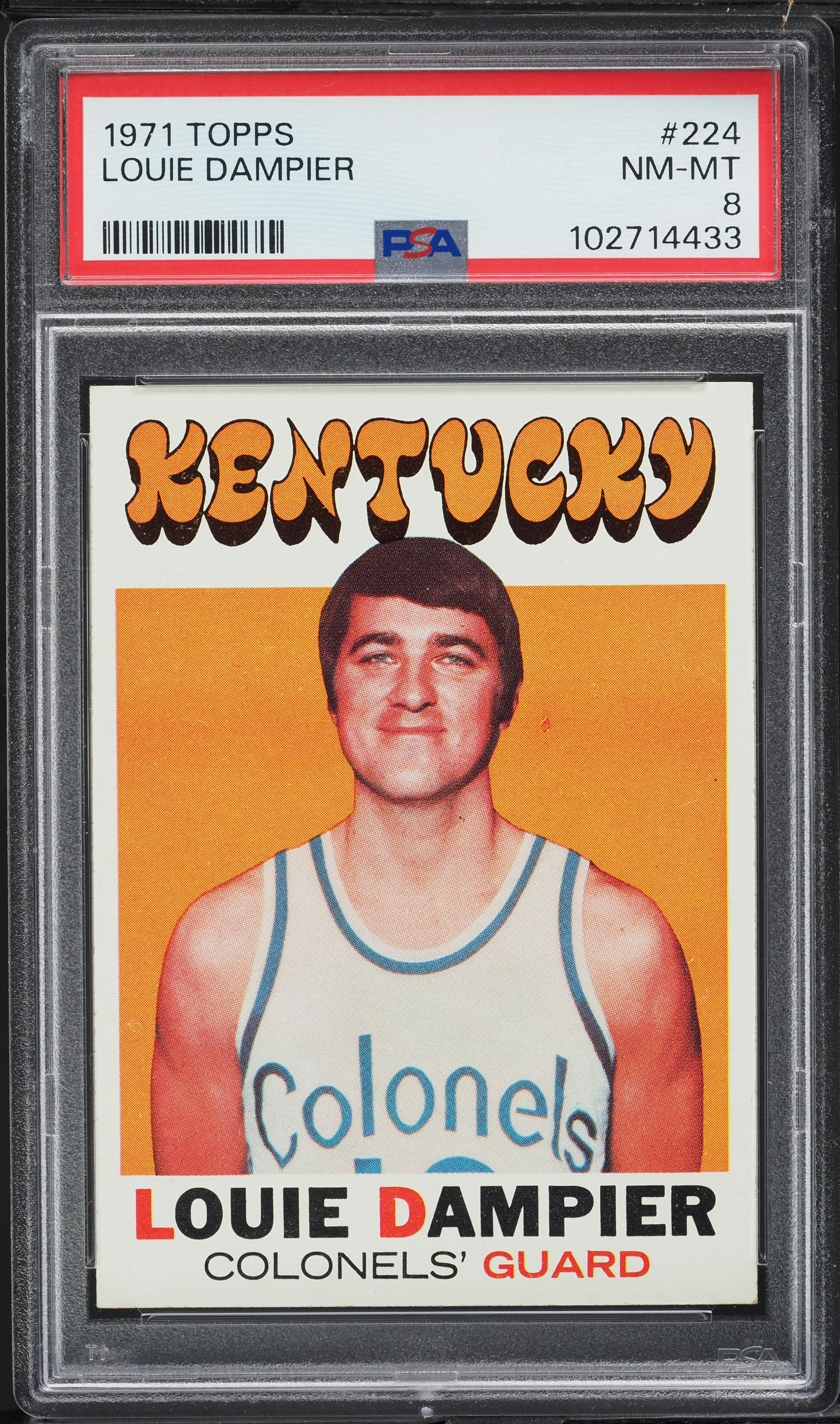 1971 Topps Basketball Louie Dampier ROOKIE #224 PSA 8 NM-MT