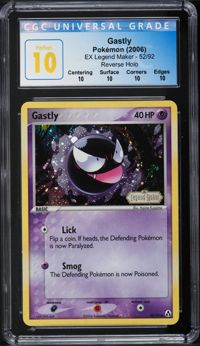 2006 Pokemon EX Legend Maker Reverse Holo Gastly #52 CGC 10 PERFECT