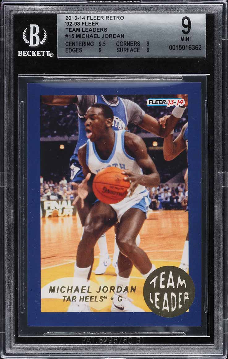2013 Fleer Retro '92 Team Leaders Michael Jordan #15 BGS 9 MINT