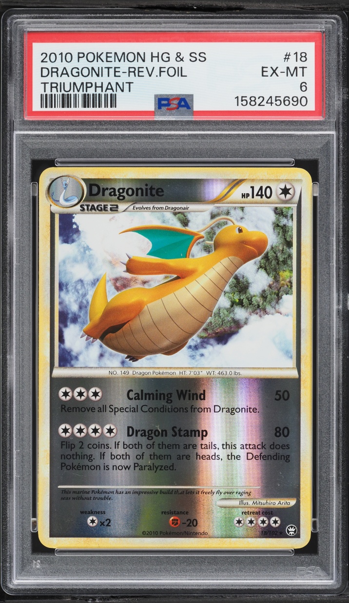 2010 Pokemon HeartGold & SoulSilver Triumphant Reverse Holo Dragonite #18