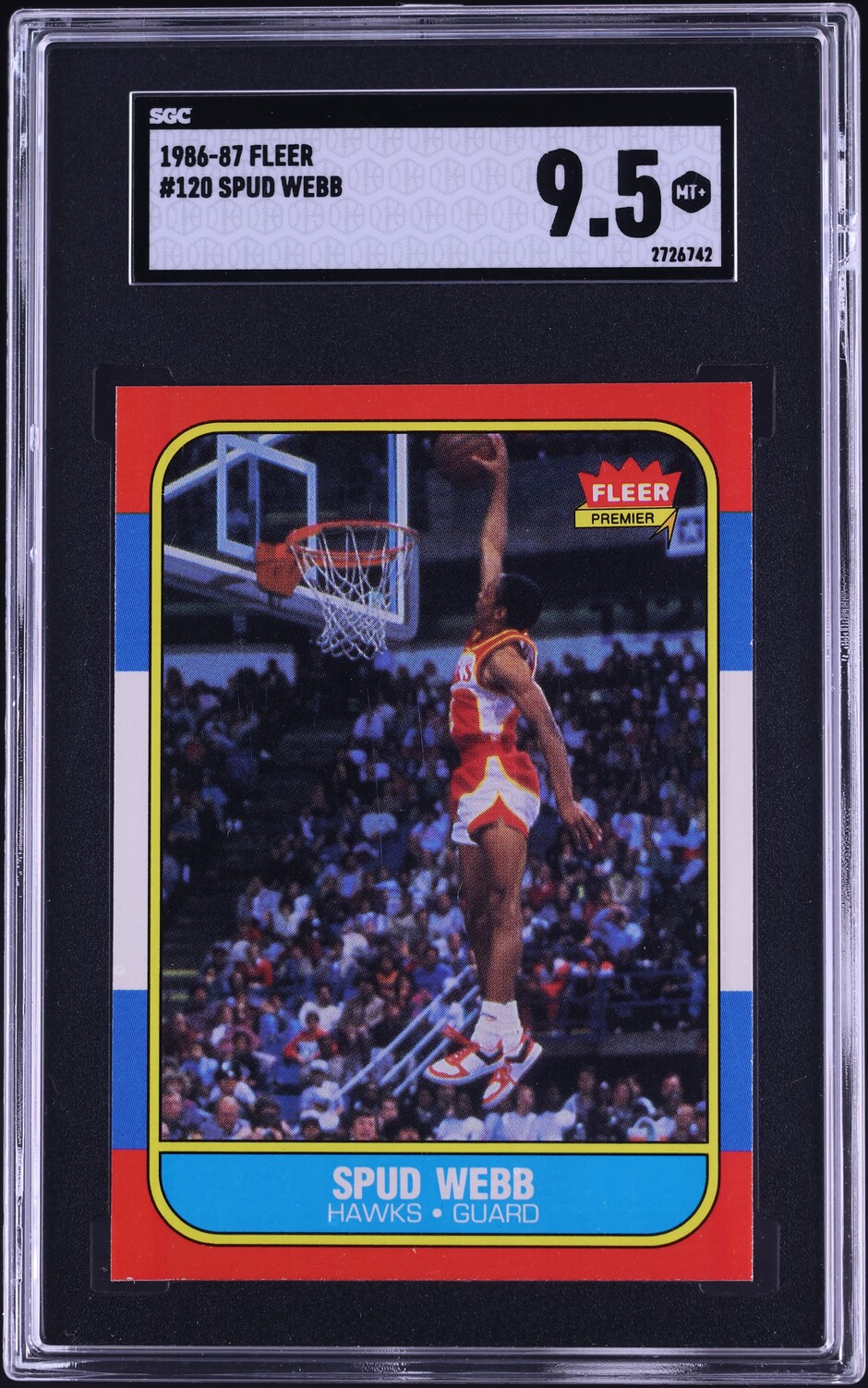 1986 Fleer Basketball Spud Webb ROOKIE #120 SGC 9.5 MINT+
