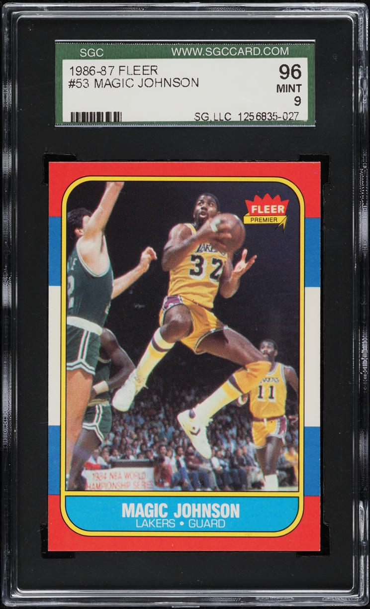 1986 Fleer Basketball Magic Johnson #53 SGC 9 MINT