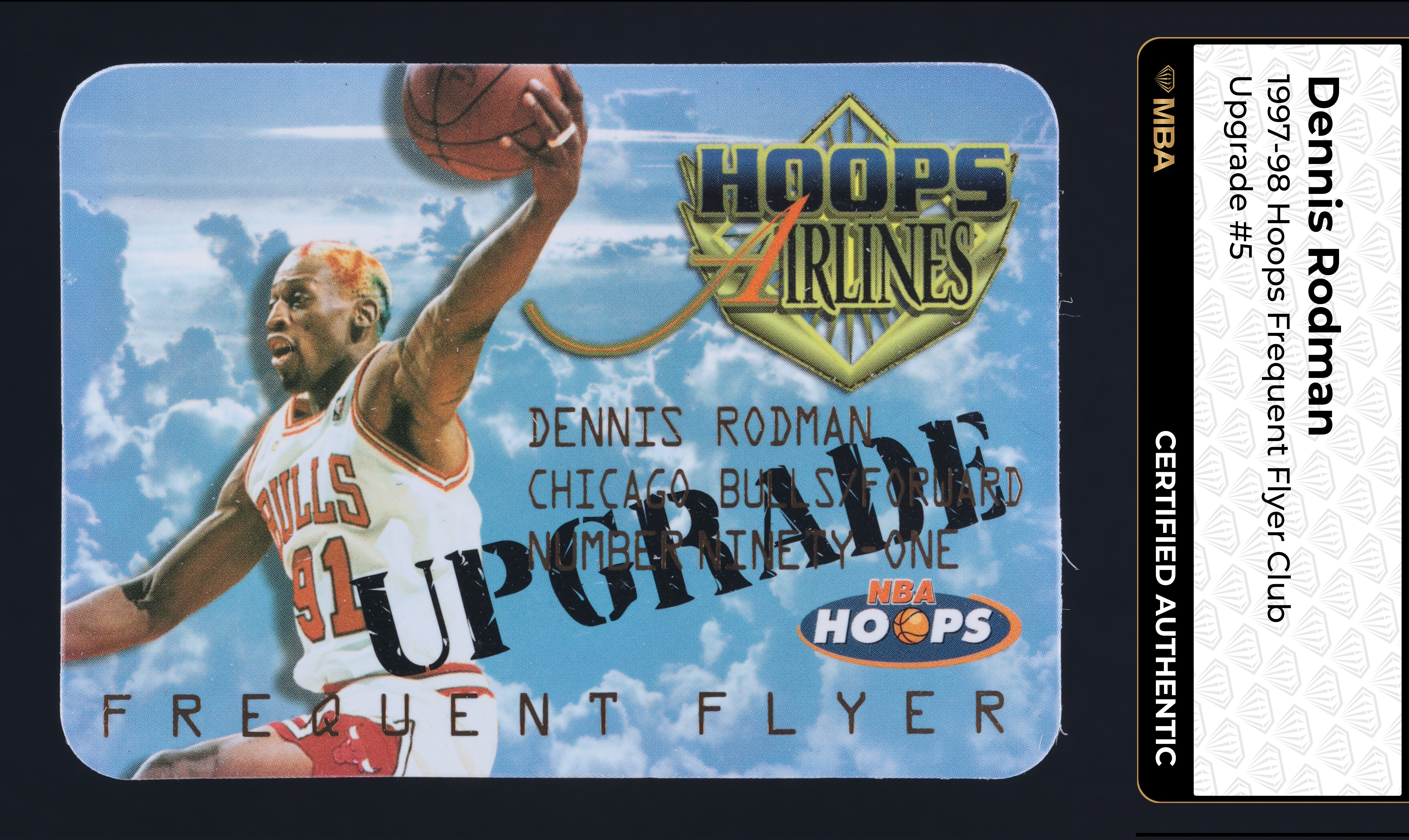 1997 Hoops Frequent Flyer Club Upgrade Dennis Rodman #5 MBA AUTH