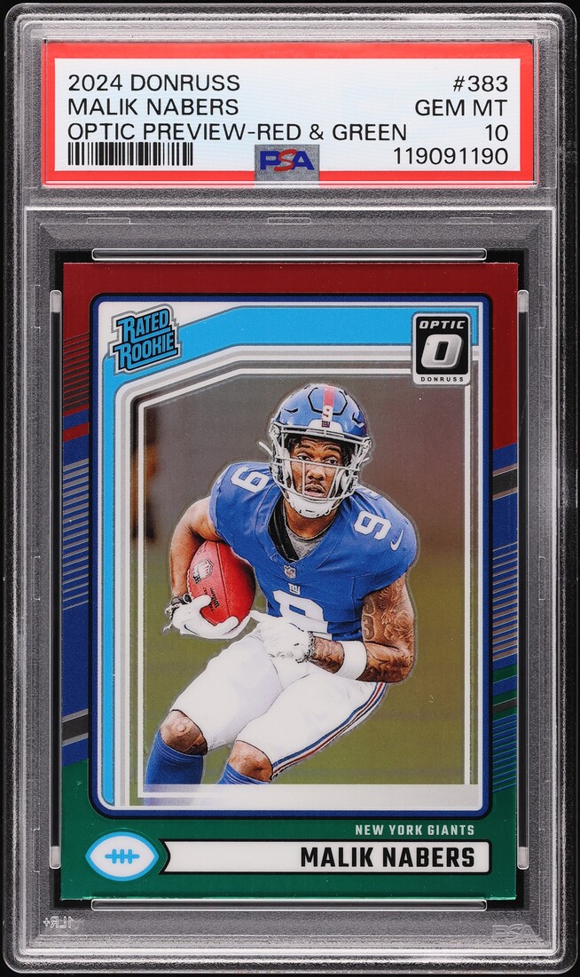 2024 Donruss Optic Preview Red Green Malik Nabers ROOKIE #383 PSA 10 GEM MINT