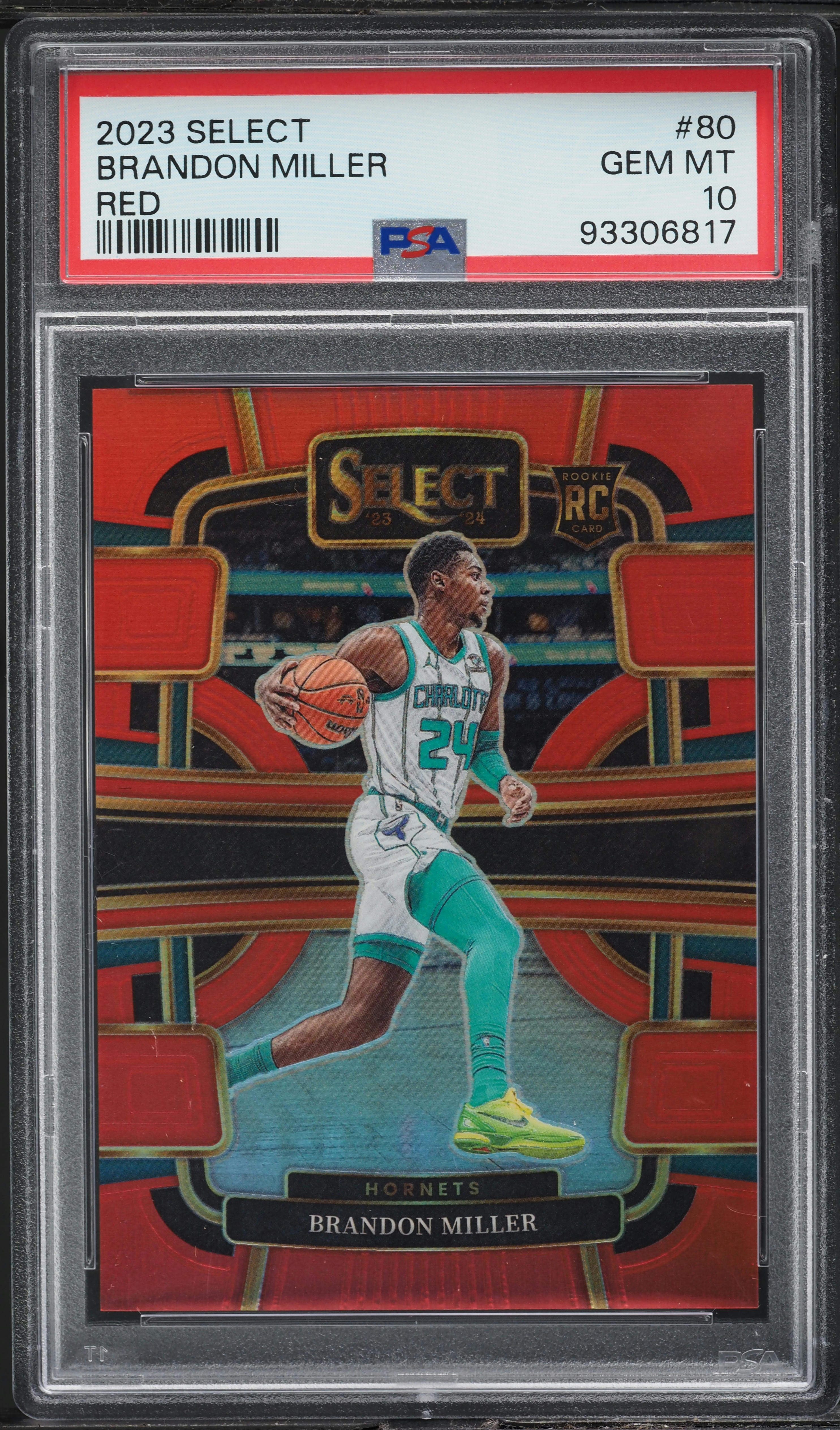 2023 Panini Select Red Prizm Brandon Miller ROOKIE /199 #80 PSA 10 GEM MINT