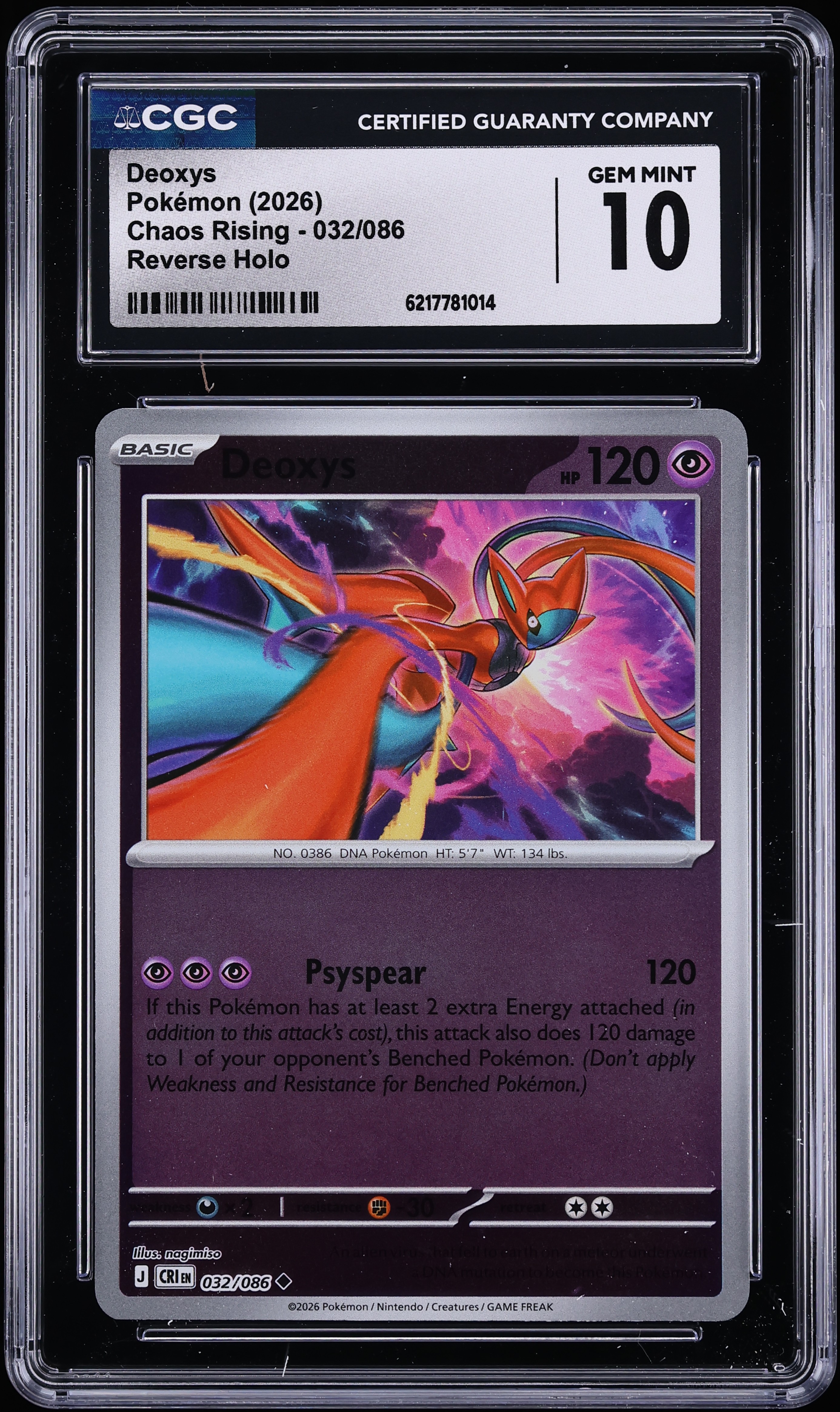 2026 Pokemon Mega Evolution Chaos Rising Reverse Holo Deoxys #32 CGC 10 GEM MINT