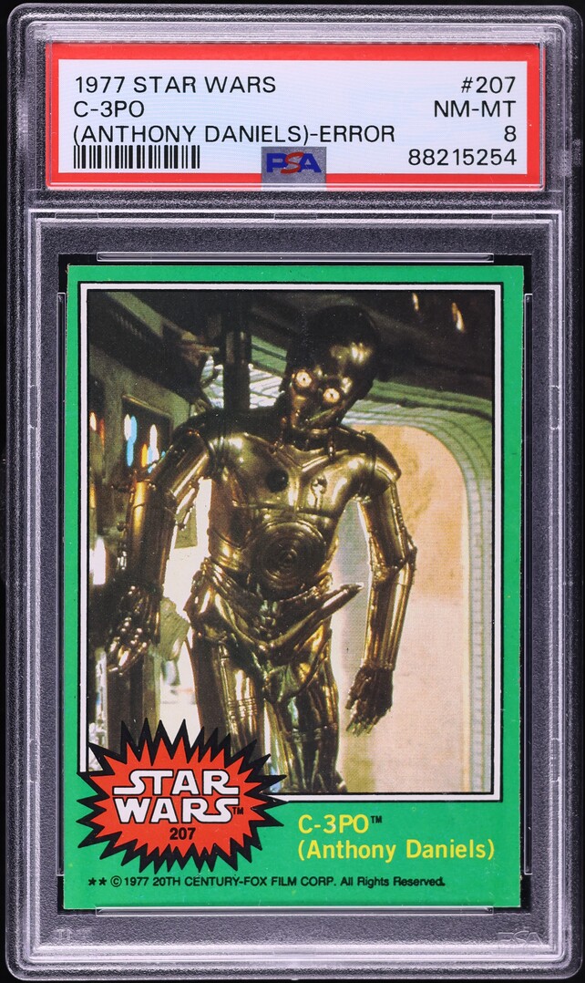 1977 Topps Star Wars C-3PO (ANTHONY DANIELS) ERROR #207 PSA 8 NM-MT