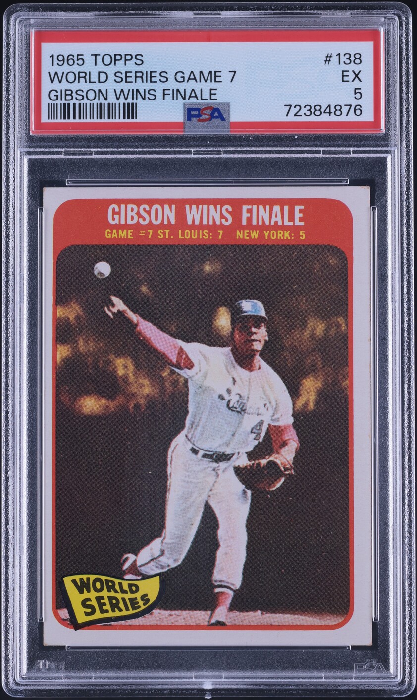 1965 Topps Bob Gibson WORLD SERIES GAME 7 #138 PSA 5 EX