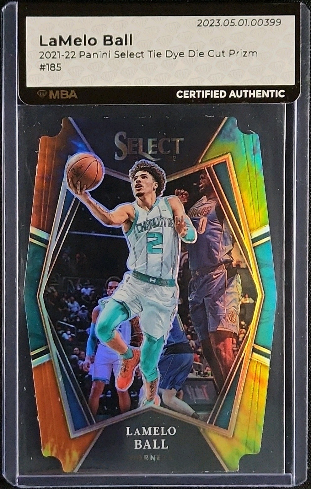 2021 Select Premier Level Tie Dye Die Cut Prizm LaMelo Ball /25 #185 MBA AUTH