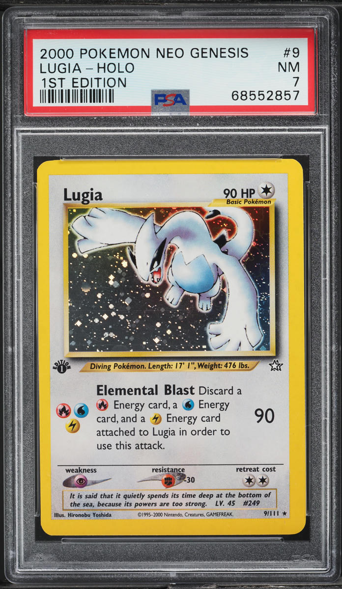 2000 Pokemon Neo Genesis 1st Edition Holo Lugia #9 PSA 7 NRMT