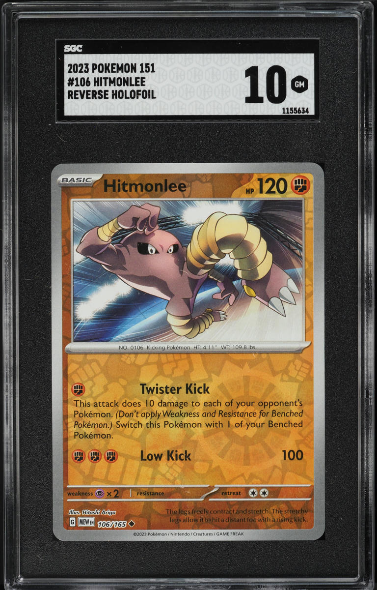 2023 Pokemon Scarlet & VIolet 151 Reverse Holo Hitmonlee #106 SGC 10 GEM MINT