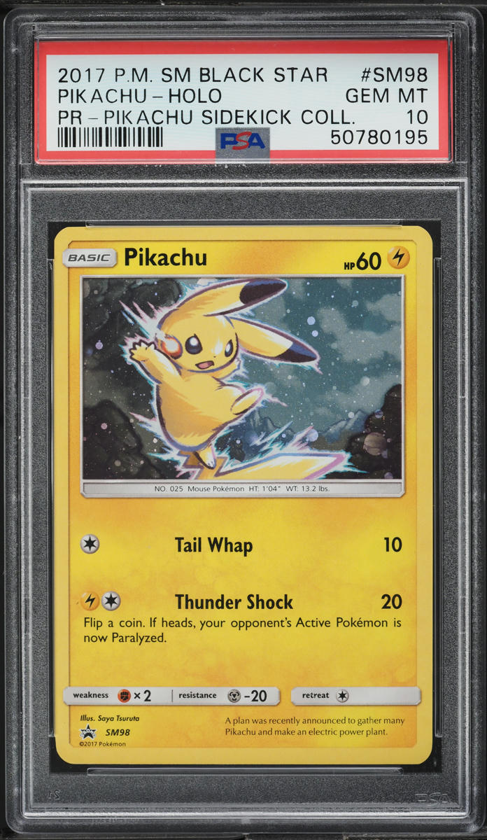 2017 Pokemon SM Black Star Promo Sidekick Collection Holo Pikachu #SM98 PSA 10