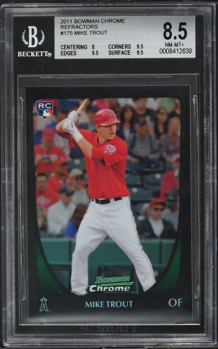 2011 Bowman Chrome Refractor Mike Trout ROOKIE #175 BGS 8.5 NM-MT+