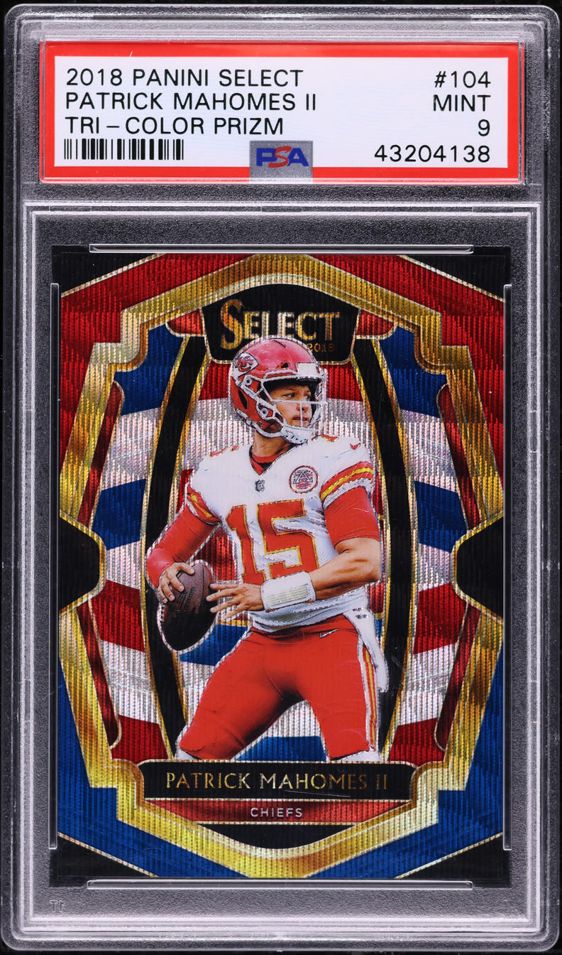 2018 Select Premier Level Tri-Color Prizm Patrick Mahomes II /199 #104 PSA 9